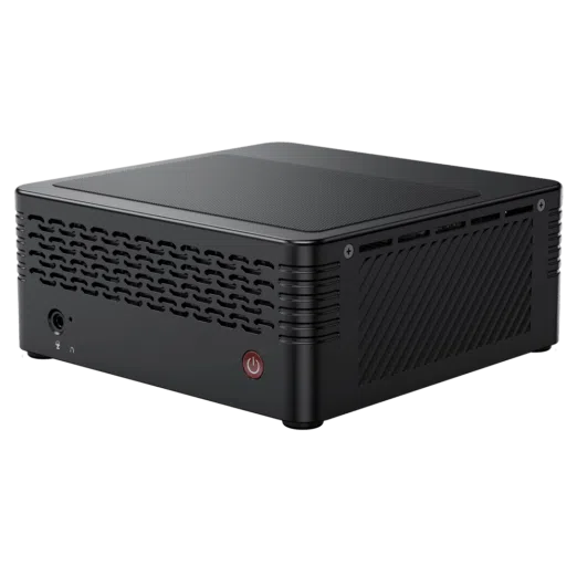 MinisForum EliteMini X400 Ryzen 5 PRO Mini Computer - Showing Power Button and 3.5mm Headphone&Microphone Jack combo