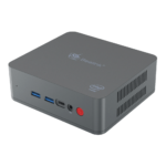 Beelink U55 Windows 10 Mini PC   Front View at an Angle showing Power Button Headphone Jack USB Type C Port and two USB 30 Ports