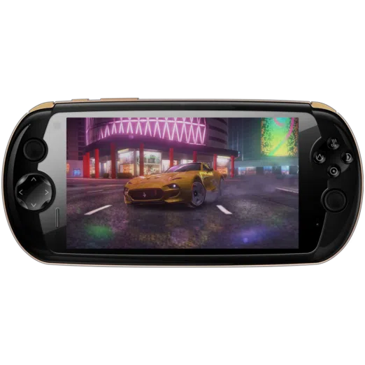 MOQi i7 Android Smartphone Handheld - Front view showing the game Asphalt 9 playing