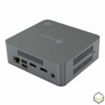 Beelink U55 Windows 10 Mini PC   Rear View at an angle showing CPU Vents RJ45 Ethernet Port two USB 20 Ports two HDMI 14 Ports and Power Plug