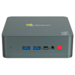 Beelink U57 Windows 10 Intel NUC Mini PC - Front facing showing Microphone, 2x USB 3.0 Type-A, 1x USB Type-C, 3.5mm Headphone Jack and Power button