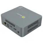 Beelink U57 Windows 10 Intel NUC Mini PC - Showing at angle with Front I/O and Right Side Vents with Side vents and MicroSD/TF Card Slot