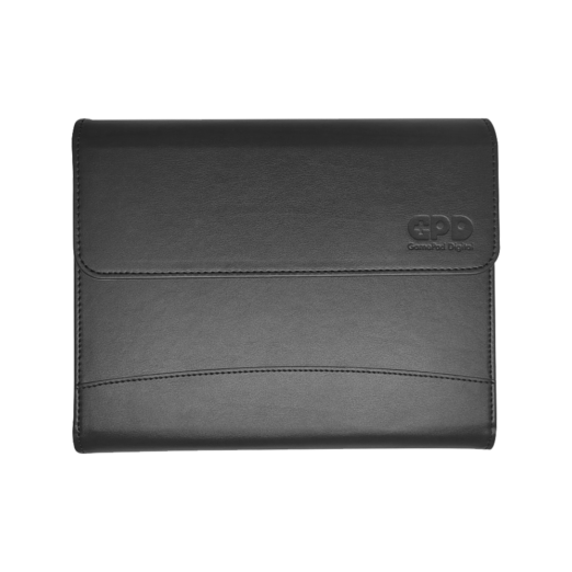 A black leather-style protective case with a flap cover, featuring the embossed "GPD" logo on the top right corner.