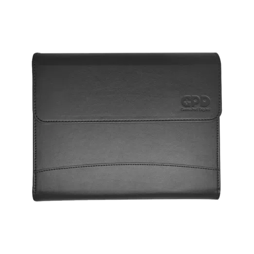 A black leather-style protective case with a flap cover, featuring the embossed "GPD" logo on the top right corner.