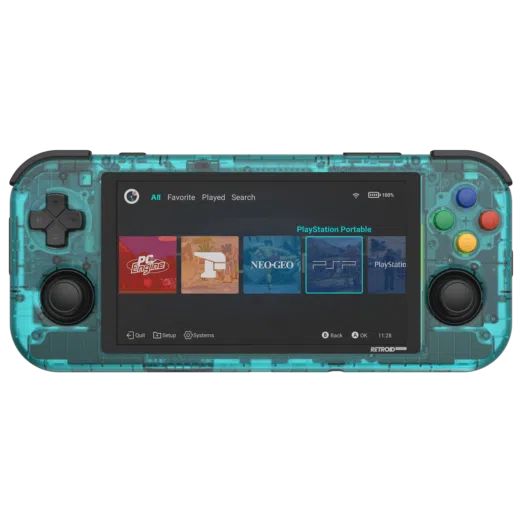 Retroid Pocket 3 Plus Clear Blue from the front