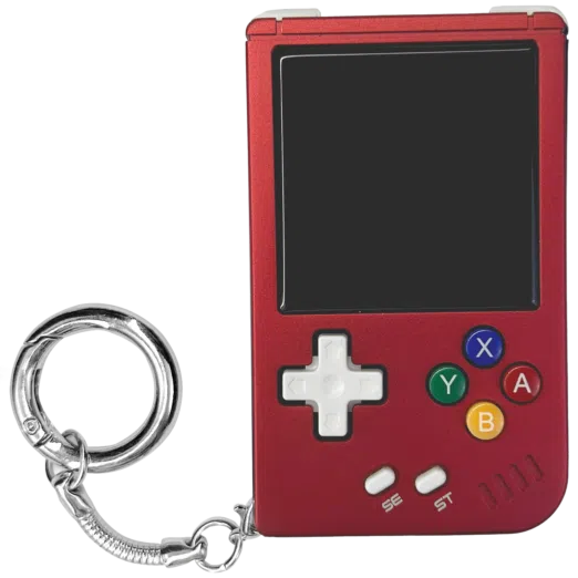 Red ANBERNIC RG Nano with keychain