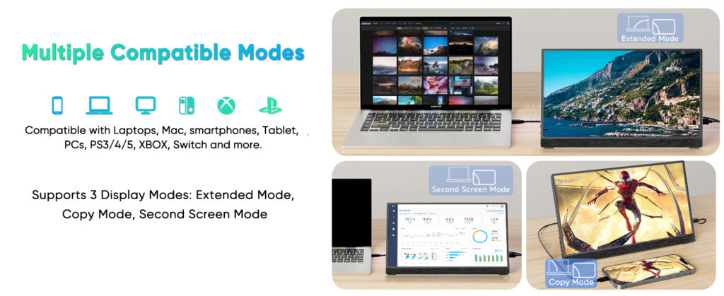Image of DroiX Portable Monitor, 14-inch, 4K, Ultra Thin, compatible with laptops, Mac, smartphones, tablets, PCs, PS3/4/5, Xbox, and Switc