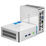 GMKTECNUCBOXM3LISTINGDONE01 DROIX Global The image displays the GMKTEC M3 Mini PC a compact and efficient computing device It features a sleek modern design with a matte black finish The front panel includes multiple ports for connectivity such as USB ports and an audio jack and the GMKTEC logo is visible on the top surface The design emphasizes portability and functionality suitable for various computing needs