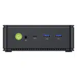 The image displays the GMKTEC NUBOX M5 Mini PC a compact and stylish computing device It features a sleek matte black design with a minimalist aesthetic The device is equipped with powerful hardware suitable for various computing tasks The GMKTEC logo is subtly placed on the top surface Overall the design emphasizes portability functionality and modernity