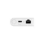 Side view of the sleek Minisforum S100 PC stick, showing its minimalistic design and port configuration including USB3.2 Gen2 Type-A, HDMI, USB3.2 Gen2 Type-C, and RJ45 2.5G Ethernet. Featuring the Intel N100 processor, this device promises energy efficiency, quiet operation, and PoE IEEE 802.3at support for optimal power delivery