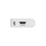 Side view of the compact Minisforum S100 PC stick, highlighting its streamlined design and port setup: USB3.2 Gen2 Type-A, HDMI, USB3.2 Gen2 Type-C, and RJ45 2.5G Ethernet. Powered by the Intel N100 processor, it ensures efficient energy use, quiet performance, and supports PoE IEEE 802.3at for enhanced power delivery.