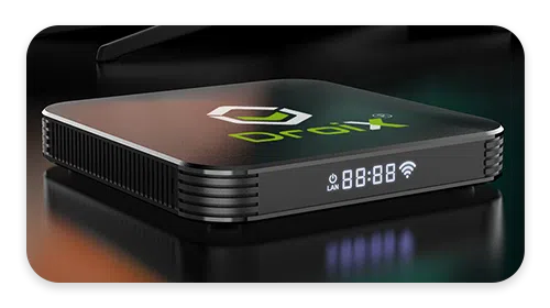 DroiX X4 Android TV Box sitting on a table. Showcasing how stylish, compact and integral tv boxes have become.