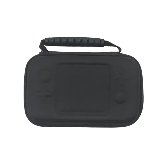Anbernic Cube case in black featuring a compact and sleek design with a durable textured exterior for enhanced grip The case includes custom fitted foam inserts to securely hold the Anbernic gaming console and accessories ensuring protection during travel