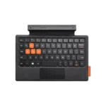 A detachable keyboard for the ONEXPLAYER device. It has a compact layout with black keys and orange highlights on certain keys like WASD. The keyboard includes a small touchpad and connects to the device via a connector at the top.