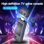 An infographic comparing the X9 mini game box with other gaming boxes showcasing its 12 core processor support for over 40 emulators and multi device connection options The X9s self developed design is highlighted as a ten years to grind a box innovation