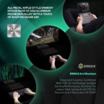 Illustration of the GPD Win Max 2 2025s all metal unibody design made of 6061 aluminum magnesium alloy with aviation grade ABS Features RDNA3 architecture FSR 30 technology and support for AAA games at 60 FPS and 1200p resolution emphasizing durability and high performance