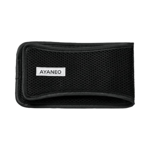 AYANEO Pocket Micro Case in black with a breathable mesh design and a sleek AYANEO logo patch, providing compact and stylish protection for the gaming console