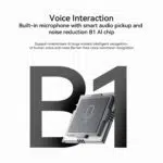 A feature highlight for the Beelink GTi13 Ultra emphasizing its built in microphone with AI enhanced smart audio pickup and noise reduction using the B1 AI chip The image features a large B1 text with a visual of a processor chip engraved with a microphone icon