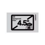 AYANEO-POCKET-ACE-SCREEN-PROTECTOR-LISTING-DONE-01 A gray rectangular package for a screen protector, centered against a plain white background. The front of the package features large black text "HD Tempered Film" on the left, and a prominent "4.5''" with a diagonal line extending from its top right. Below the "4.5''", there's smaller Chinese text "全透高清 钢化膜" (Full Transparent High Definition Tempered Film) and a white outline of a handheld gaming device with "PLAY AYANEO" on its screen. The right side of the package has "AYANEO" written vertically.