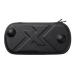 A sleek black, hard-shell ONEXPLAYER APEX Case featuring an embossed X logo, brand name, and protective joystick protrusions on a solid black background.
